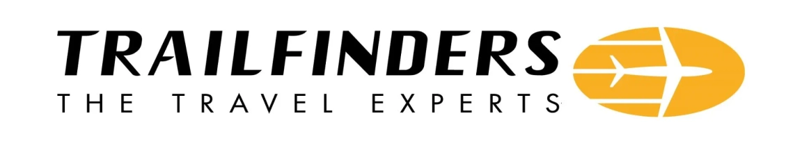 Trailfinders company logo with stylized airplane and text "The Travel Experts"
