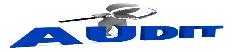 3D graphic of a magnifying glass inspecting the word "AUDIT" with emphasis on the letter U.