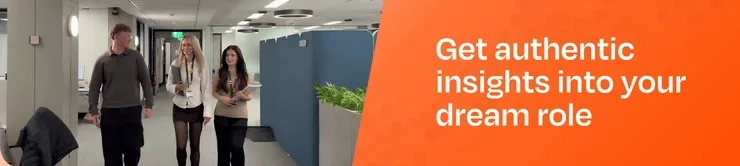 Female with long brown hair orange ptsb bank branding