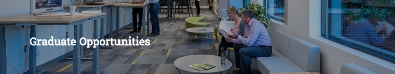 image of guy sitting at a desk with the text graduate opportunities on top