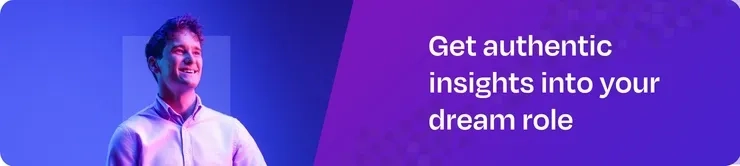 White male in lavender shirt, get insights into your dream role